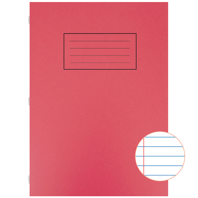 Silvine A4 Exercise Book Lined with Margin Red, 80 Pages