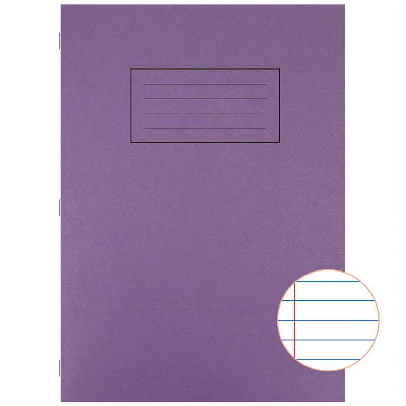 Silvine A4 Exercise Book Lined with Margin Purple, 80 Pages