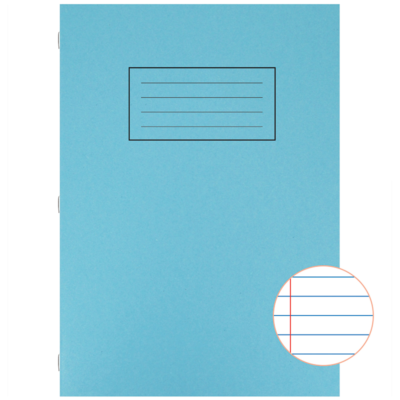 Silvine A4 Exercise Book Lined with Margin Blue, 80 Pages