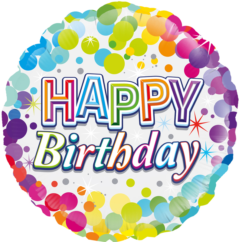 Unisex Colourful Confetti Happy Birthday 18" | 46cm Helium Foil Balloon