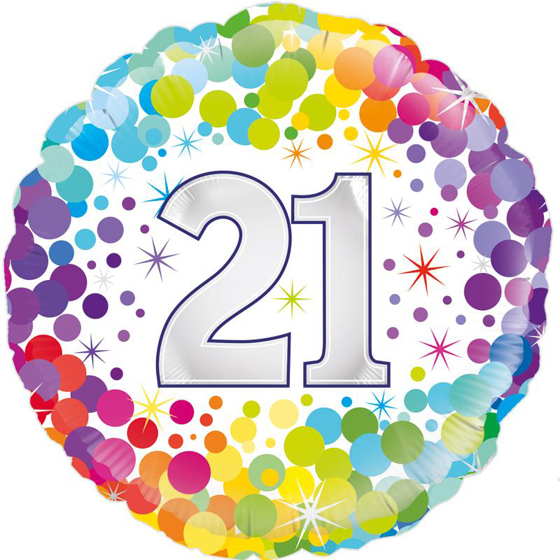 Unisex Colourful Confetti Happy 21st Birthday 18" | 46cm Helium Foil Balloon
