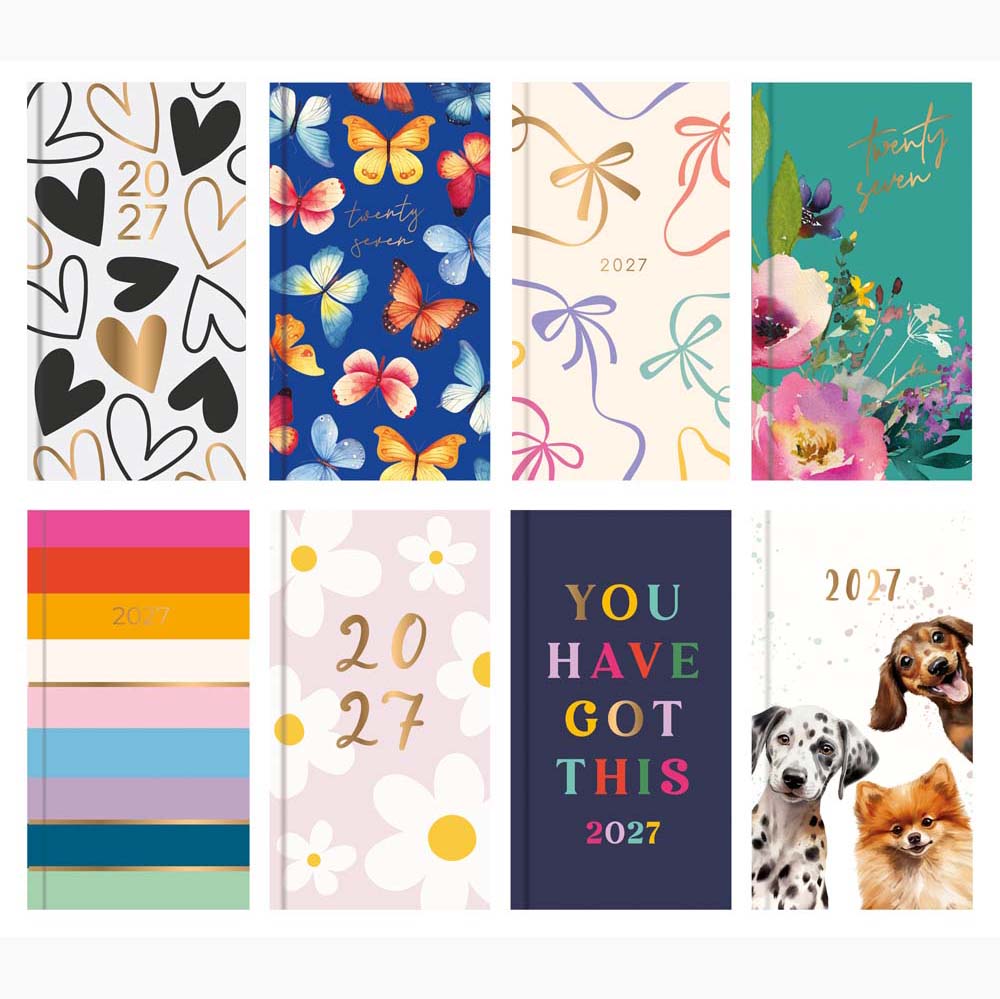 2027 A4 Pocket Diary Week To View in CDU, 8 Assorted Designs
