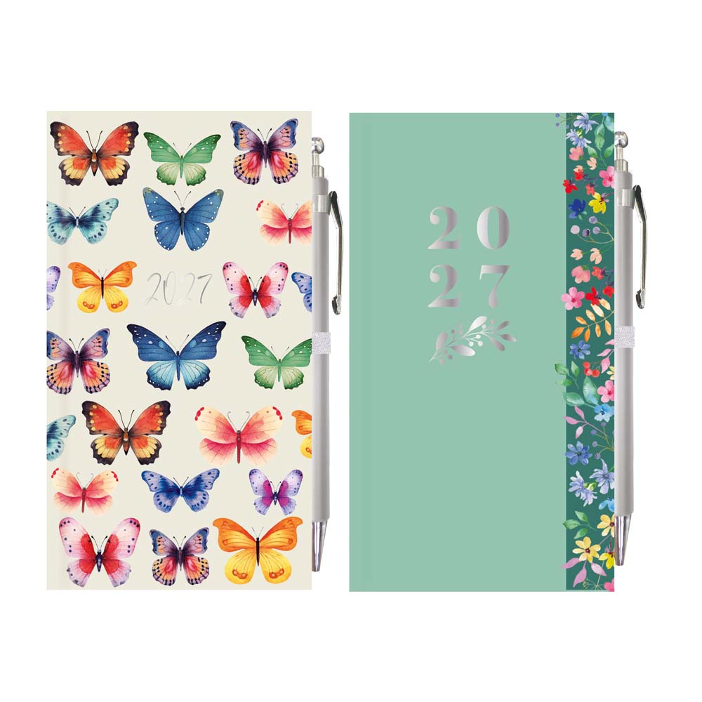 Diary Slim WTV with Pen Butterfly & Floral