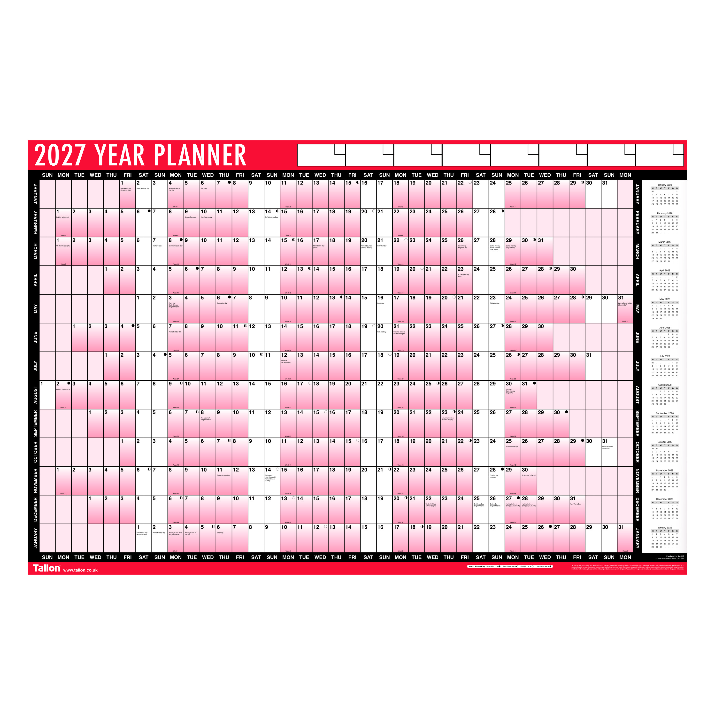 2027 Red & Black Year Planner with Fibre Pen