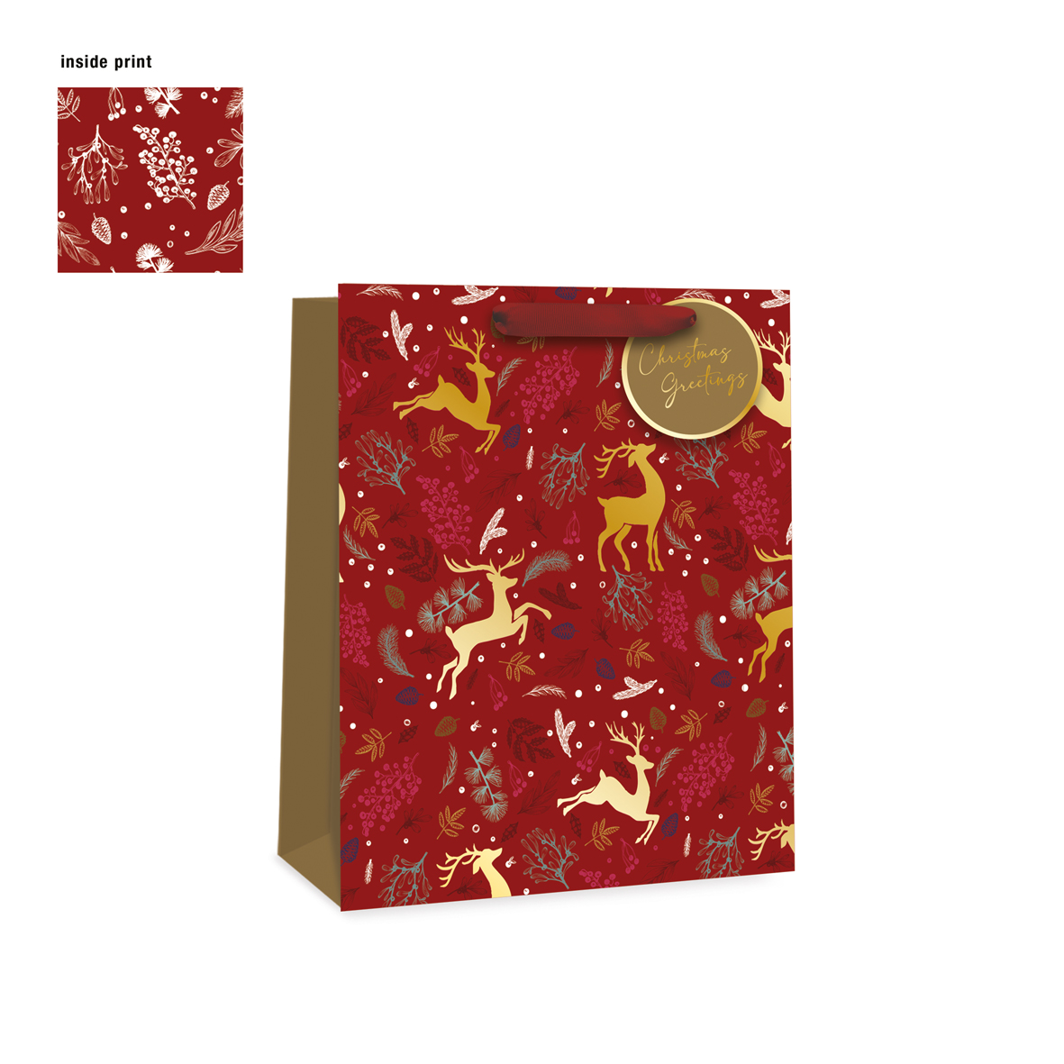 Gift Bag XMAS Reindeer Pattern Large