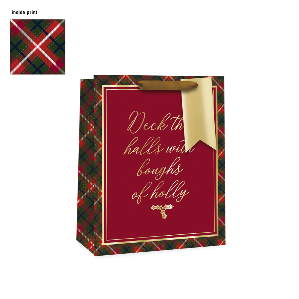 Gift Bag XMAS Tartan Text - Large