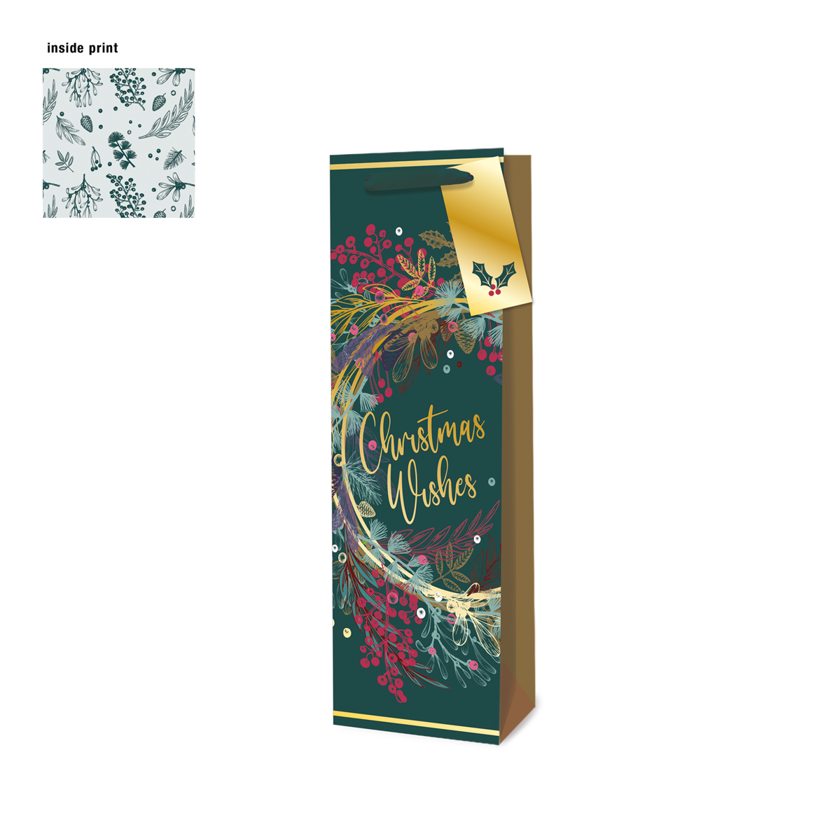 Gift Bag XMAS Christmas Wreath Bottle