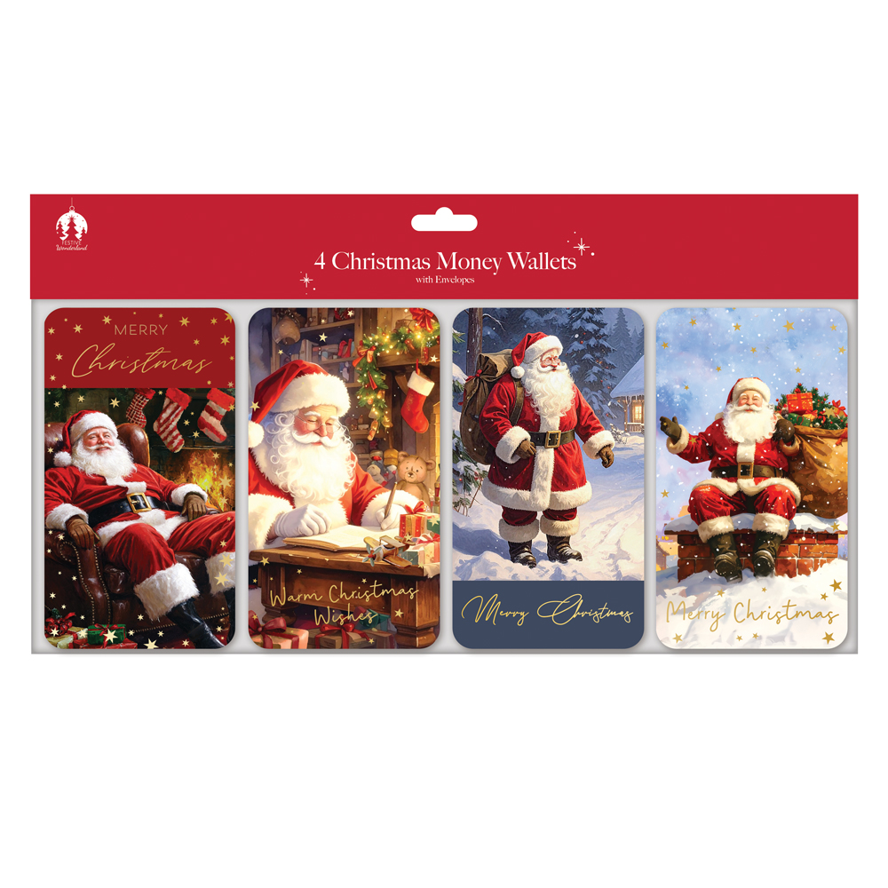 Money Wallets XMAS 4 Pk Traditional