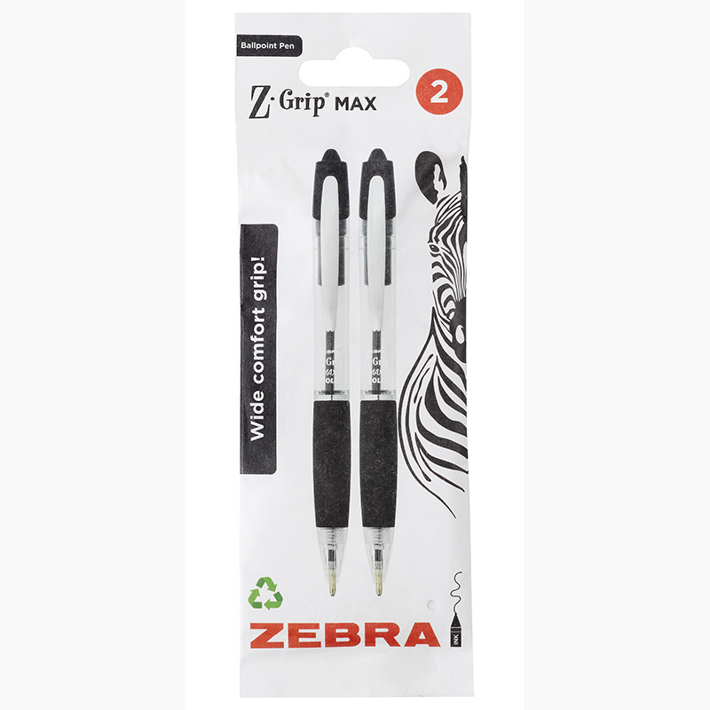 ZEBRA Z-GRIP MAX BALLPEN 1.2 BLACK Pack of 2
