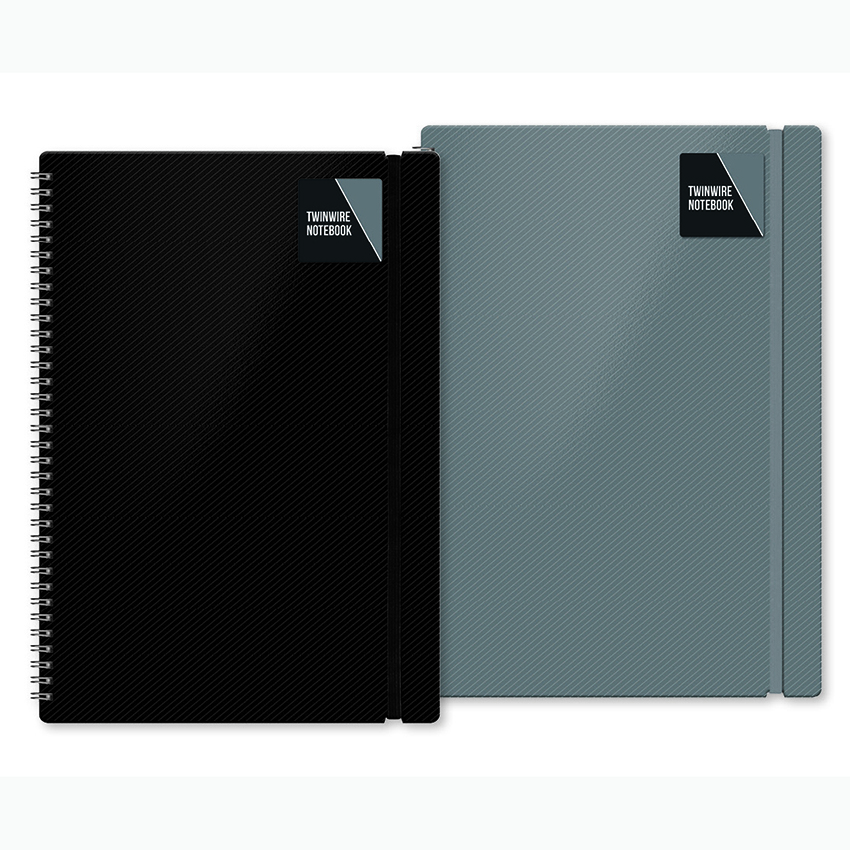 Mono Blok Plastic Cover Twin Wire Notebook with Elastic Band A4/C4 Assorted Colours, 140 Pages