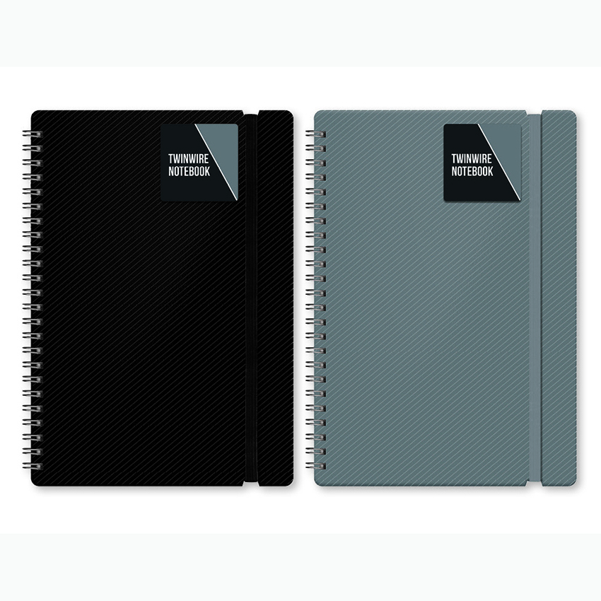 Mono Blok Plastic Cover Twin Wire Notebook with Elastic Band A5/C5 Assorted Colours, 140 Pages