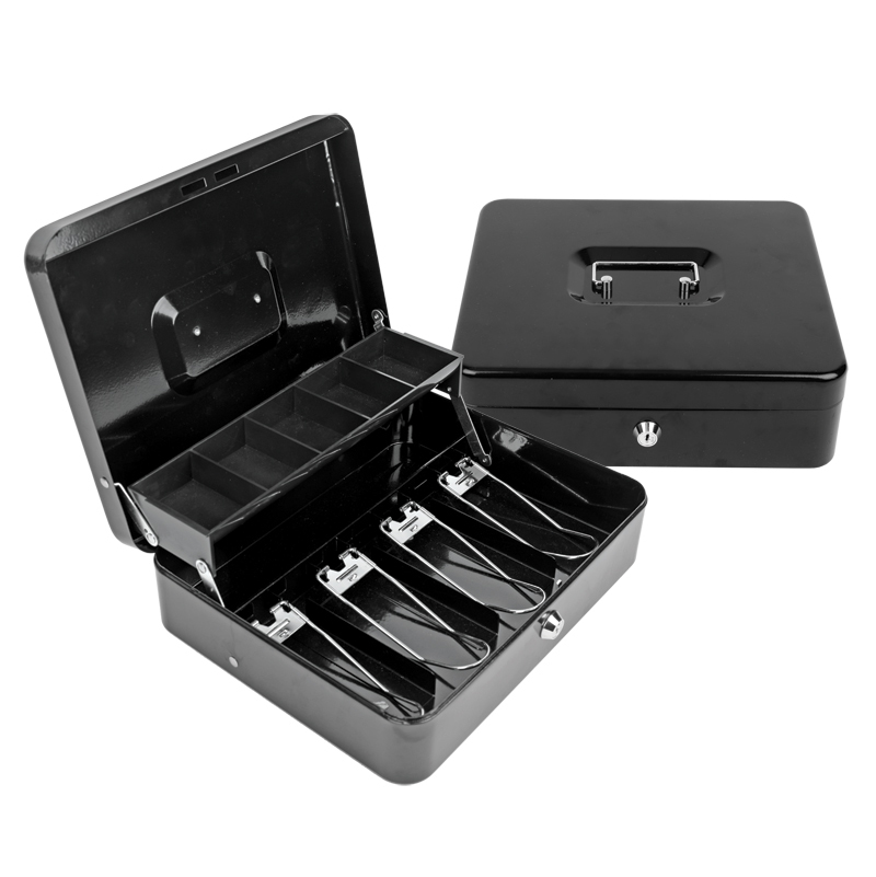 Metal Cash Box 30cm x 24cm x 9cm Black