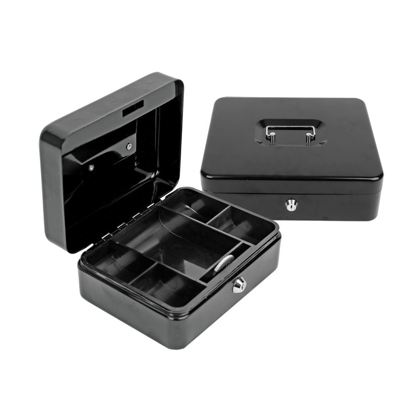 Metal Cash Box 25cm x 18cm x 9cm Black