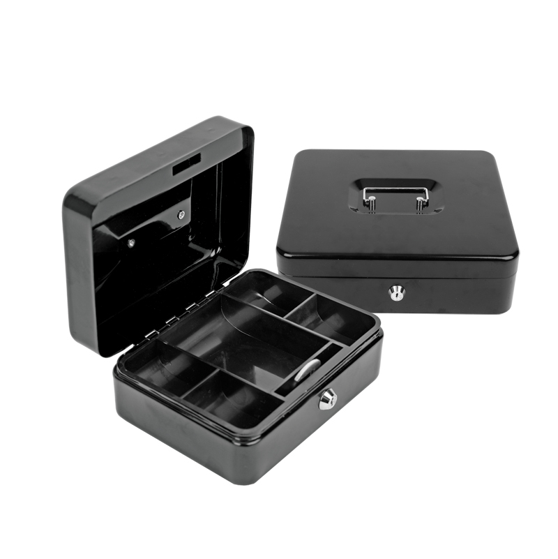 Metal Cash Box 20cm x 16cm x 9cm Black