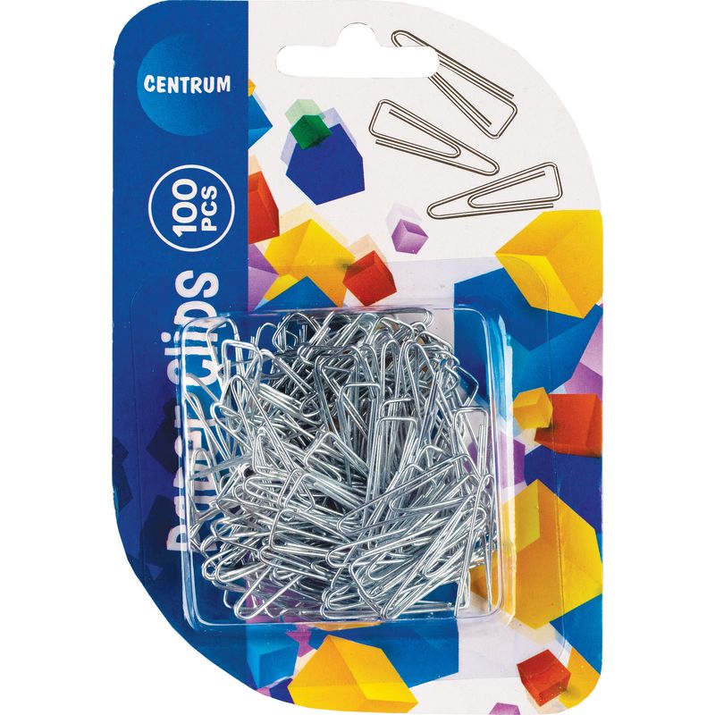 Essentials Paper Clips 28mm Triangle Silver Colour 100pcs, Blister Carded