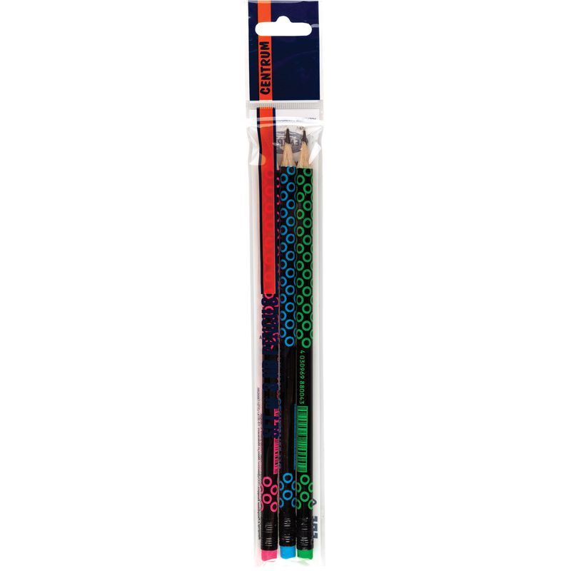 HB Pencils Sharpened with Eraser, Pack of 3 Hanging