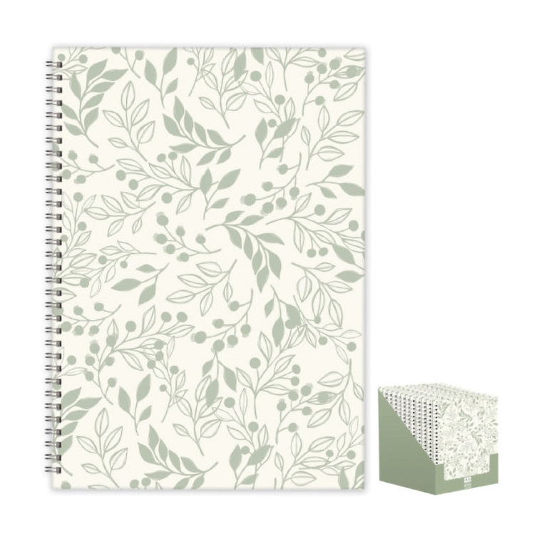 A4/C4 Twin Wire Notebook, Leaves Design