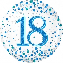 Male Holographic Blue Sparkling Fizz Happy 18th Birthday 18" | 46cm Helium Foil Balloon