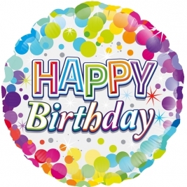 Unisex Colourful Confetti Happy Birthday 18" | 46cm Helium Foil Balloon