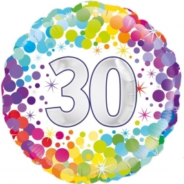 Unisex Colourful Confetti Happy 30th Birthday 18" | 46cm Helium Foil Balloon