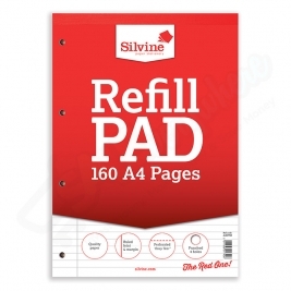 Silvine A4 Refill Pad Lined with Margin, 160 Pages