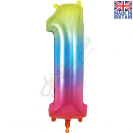 Age 1 Rainbow Foil Number Balloon 34" | 87cm, Hanging