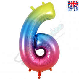 Age 6 Rainbow Foil Number Balloon 34" | 87cm, Hanging