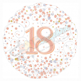 Female Holographic Rose Gold Sparkling Fizz Happy 18th Birthday 18" | 46cm Helium Foil Balloon