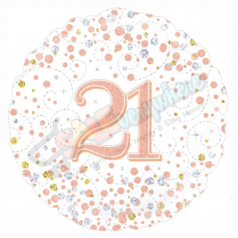Female Holographic Rose Gold Sparkling Fizz Happy 21st Birthday 18" | 46cm Helium Foil Balloon
