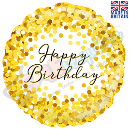 Holographic Gold Sparkle Happy Birthday 18" | 46cm Helium Foil Balloon