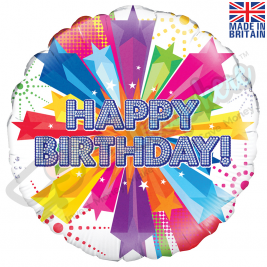 Holographic Happy Birthday Bright Star 18" | 46cm Helium Foil Balloon