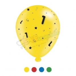 Kaleidoscope Latex Balloons Age 1 Unisex Birthday Asst Colour 10" For Air or Helium Pack of 8