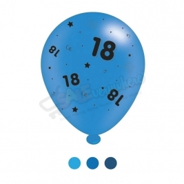 Kaleidoscope Latex Balloons Age 18 Blue Birthday  10" For Air or Helium Pack of 8