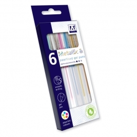 A* Gel Pen Metalic Pearlised Asst Colours, Pack of 6
