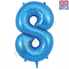 Number 8, Blue Foil Balloon 34" | 87cm, Hanging