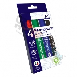 A* Permanent Marker Asst Colour Pack Of 4