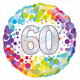 Unisex Colourful Confetti Happy 60th Birthday 18" | 46cm Helium Foil Balloon