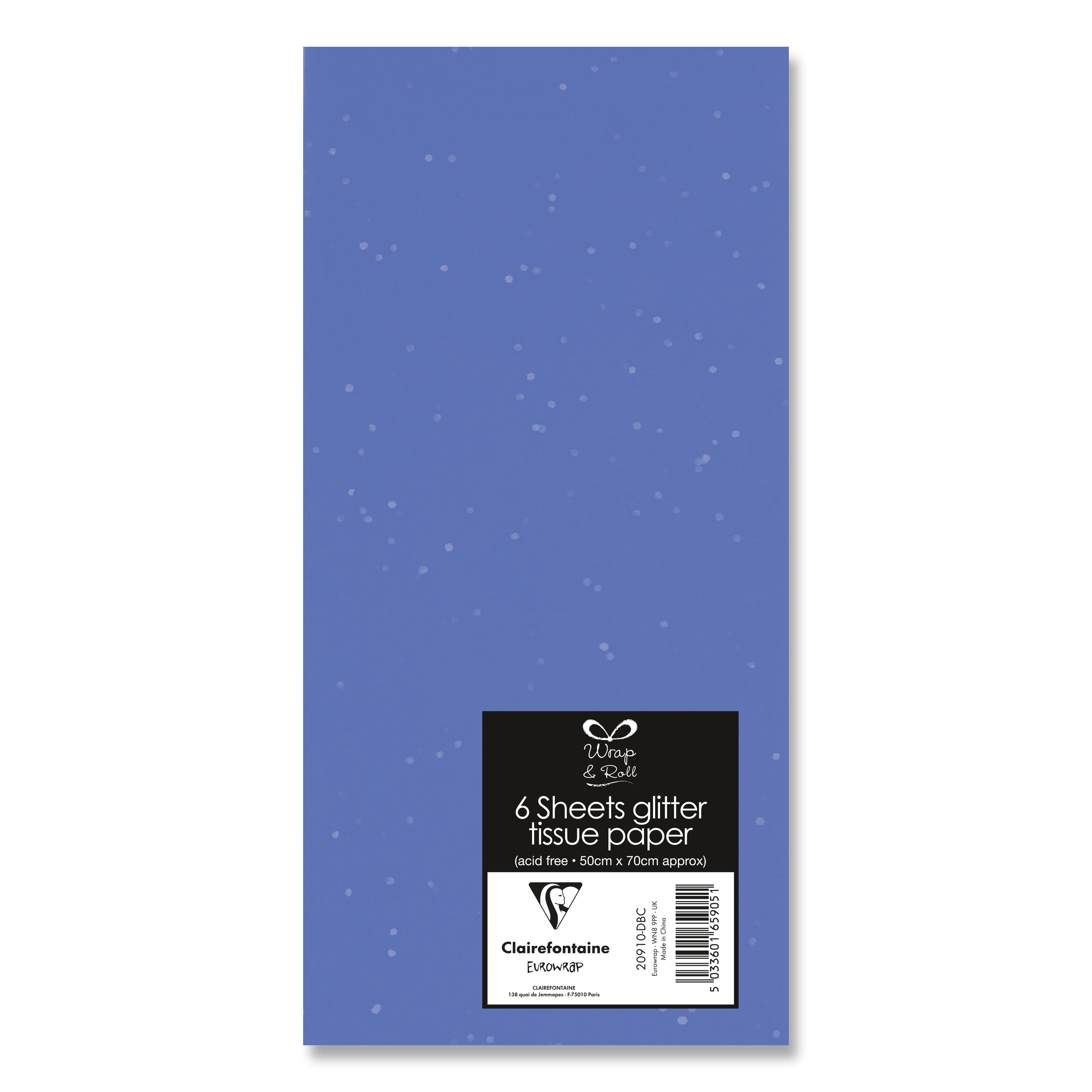 6 Glitter tissue paper dark blue