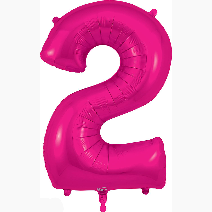 Number 2, Pink Foil Balloon 34" | 87cm, Hanging