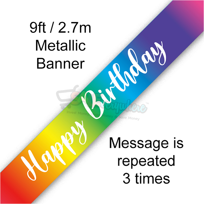 Happy Birthday Rainbow Script Foil Banner