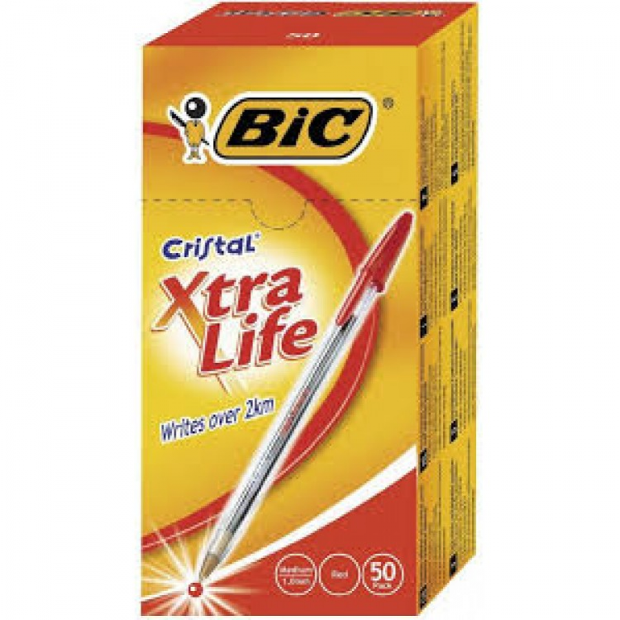 Bic Red Crystal Range Medium Range Pen, Pack of 50