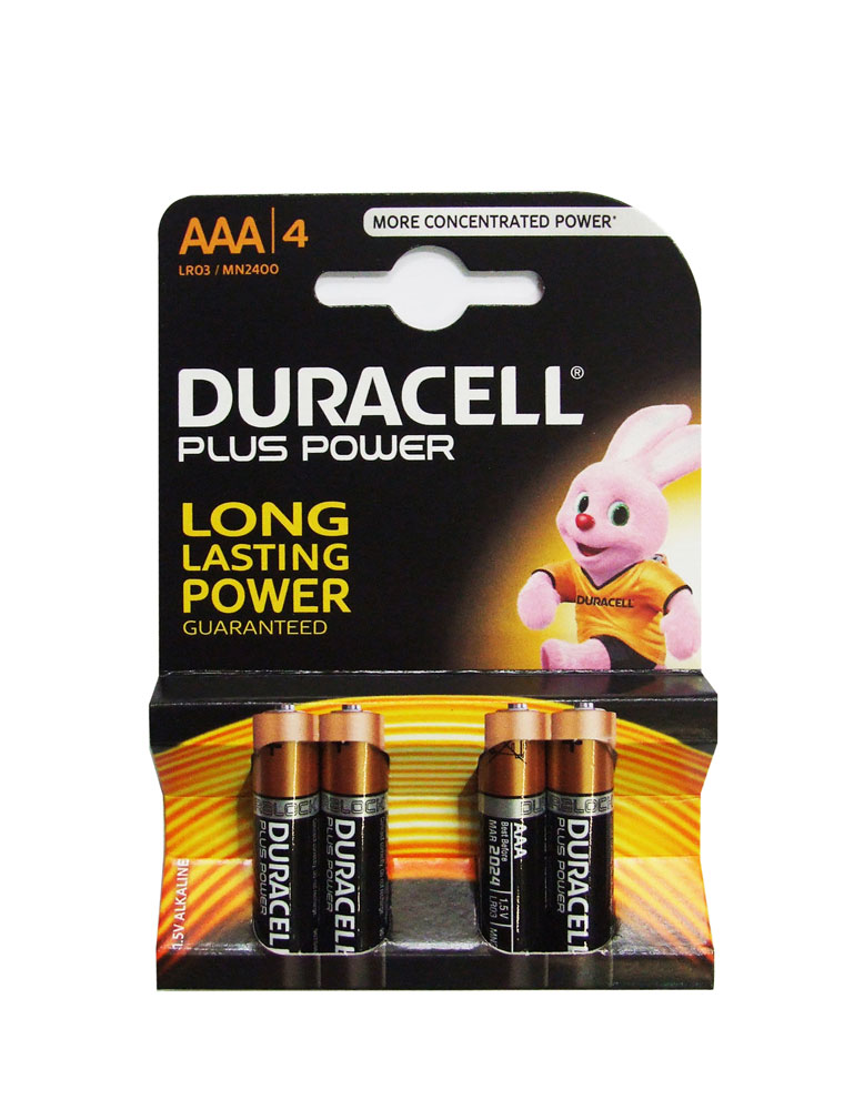Duracell Plus Power Battery AAA, Pack of 4 Carded