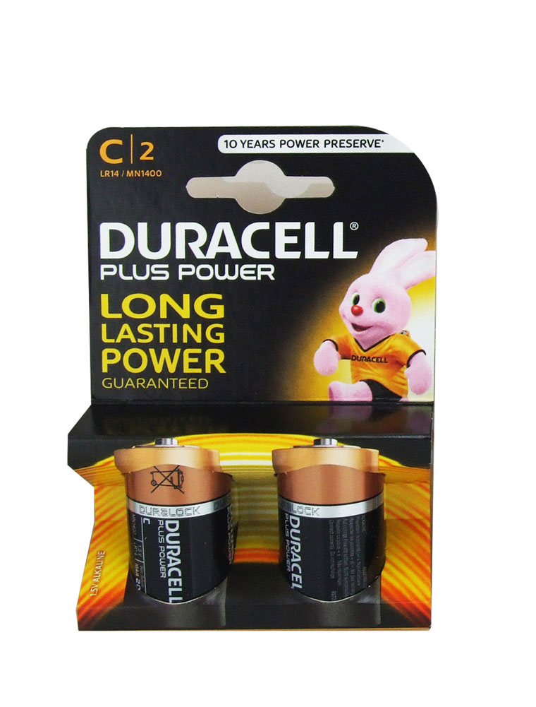 Duracell Plus Power Battery C, Pack of 2 Carded