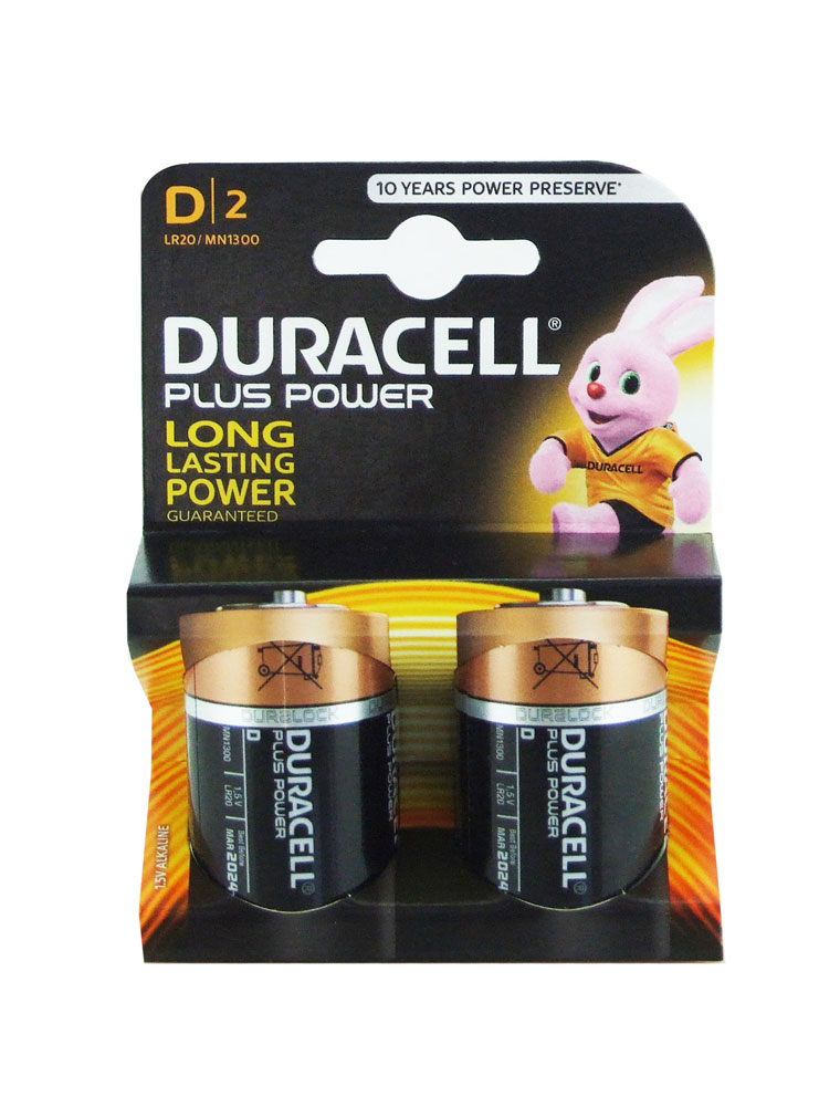 Duracell Plus Power Battery D, Pack of 2 Carded