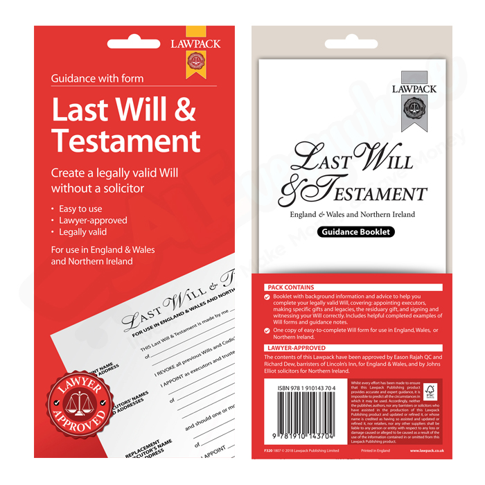 Law Pack Will Forms, England & Wales