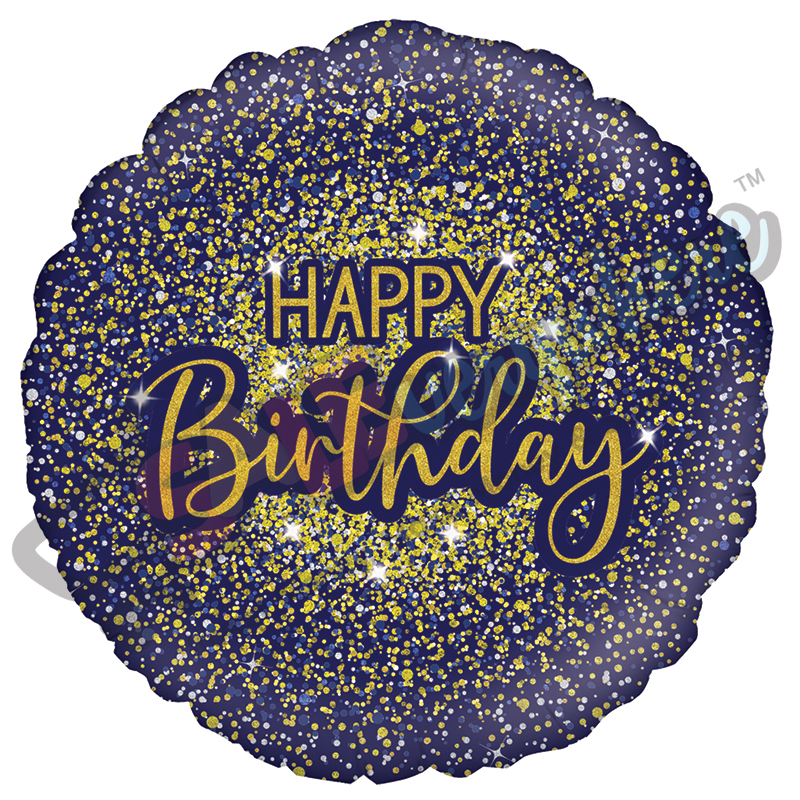 Glamorous Glitter Holographic Happy Birthday 18" | 46cm Helium Foil Balloon