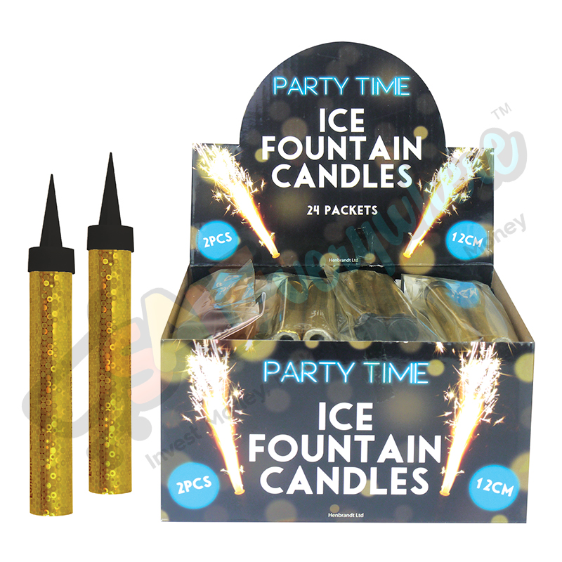 Ice Fountain Candles 12 cm Pack of 2