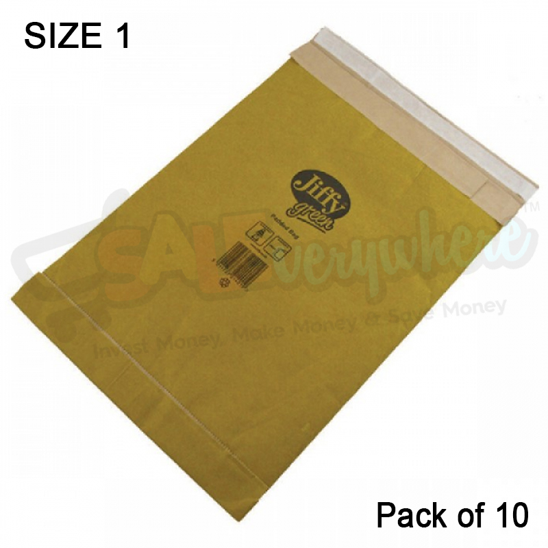 Jiffy Green Fibre Padded Size 1, Pack of 10