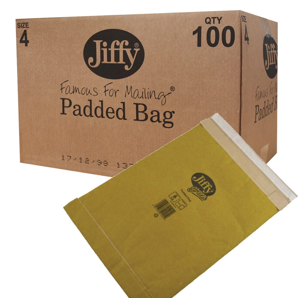 Jiffy Green Fibre Padded Size 4, Box of 100