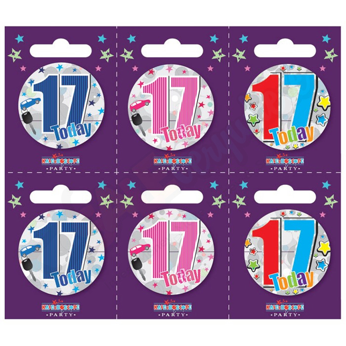 Kaleidoscope Age 17 Small Badges Pack of 6
